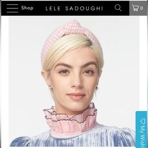 LELE SADOUGHI Pink Houndstooth Headband